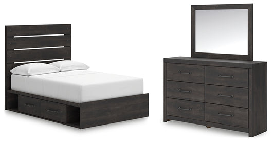 Hollivern Full Panel Storage Bed, Dresser and Mirror