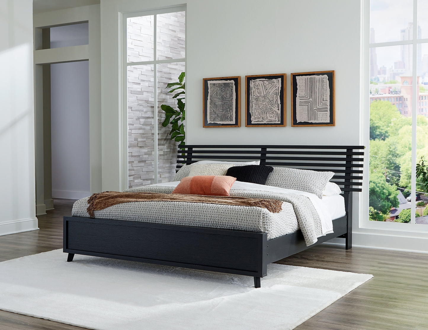 Danziar King Slat Panel Bed, Dresser and Mirror