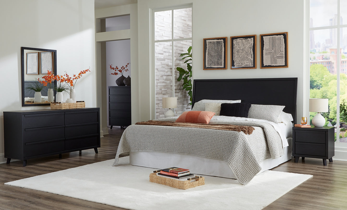 Danziar King Panel Headboard, Dresser and Mirror