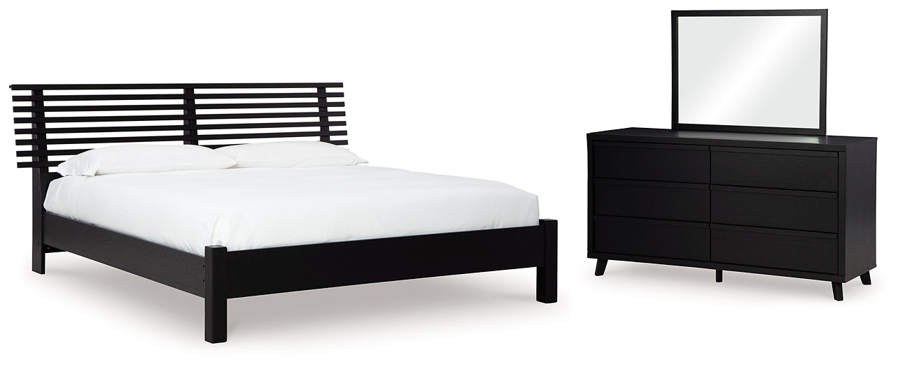Danziar Queen Slat Panel Bed, Dresser and Mirror