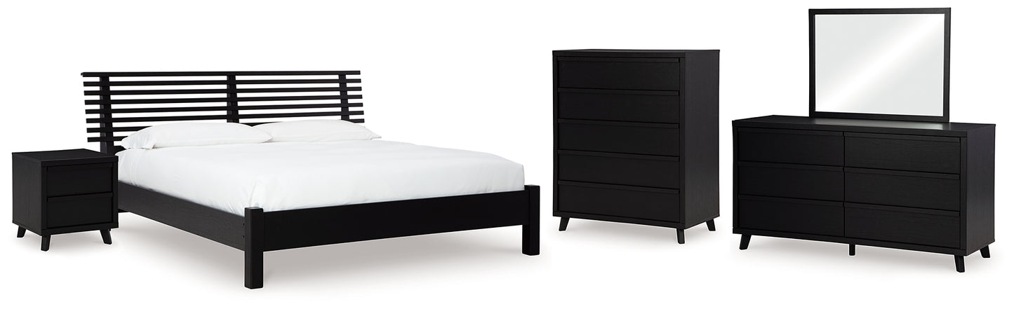 Danziar Queen Slat Panel Bed, Dresser, Mirror, Chest and Nightstand
