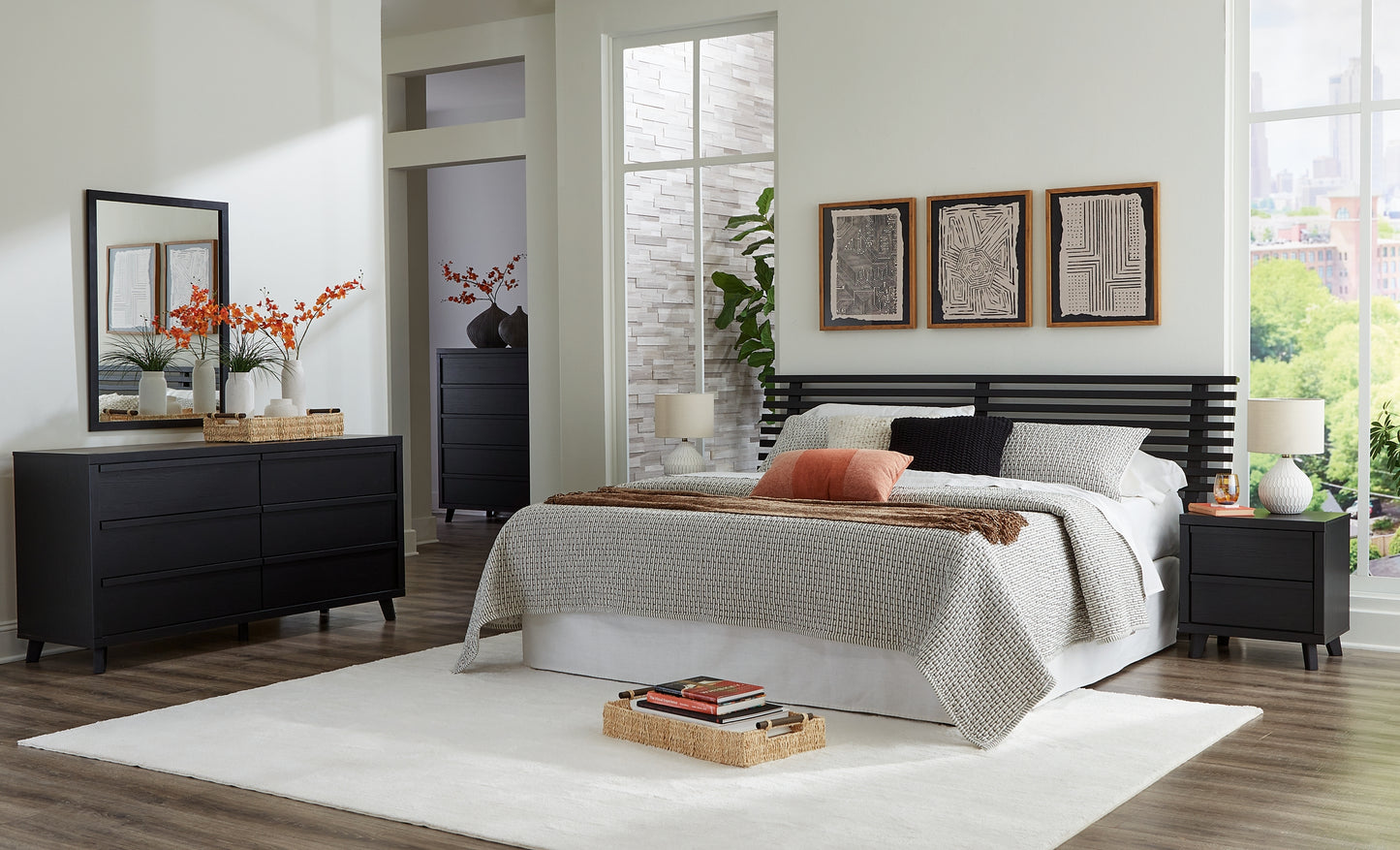 Danziar King Slat Headboard, Dresser, Mirror and Nightstand