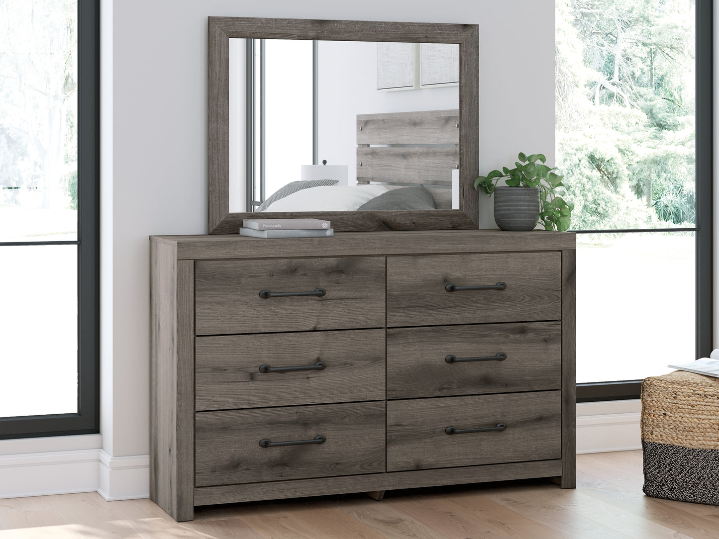 Graystorm King Panel Bed, Dresser and Mirror