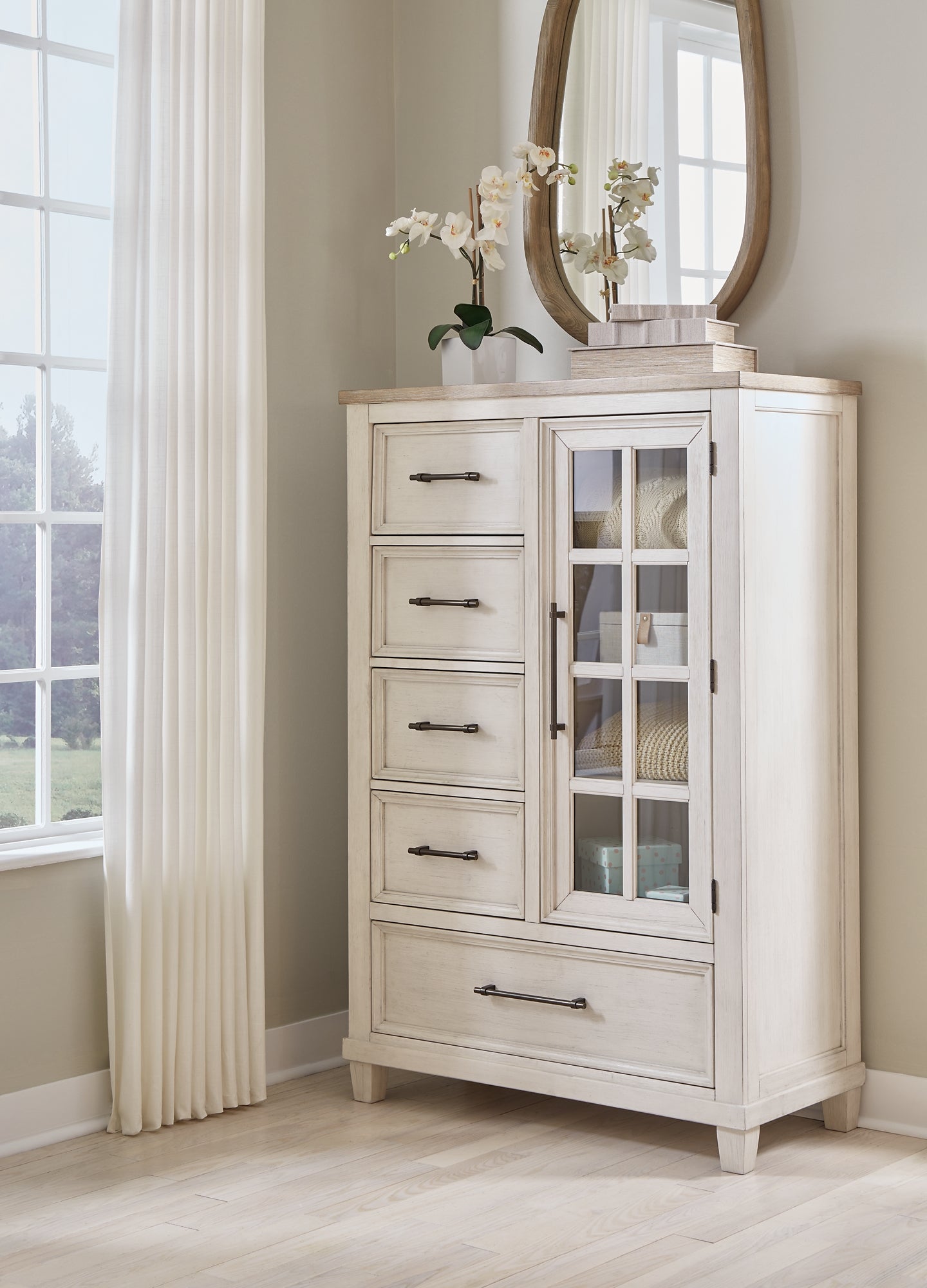 Shaybrock California King Panel Bed, Dresser, Mirror, Chest and Nightstand