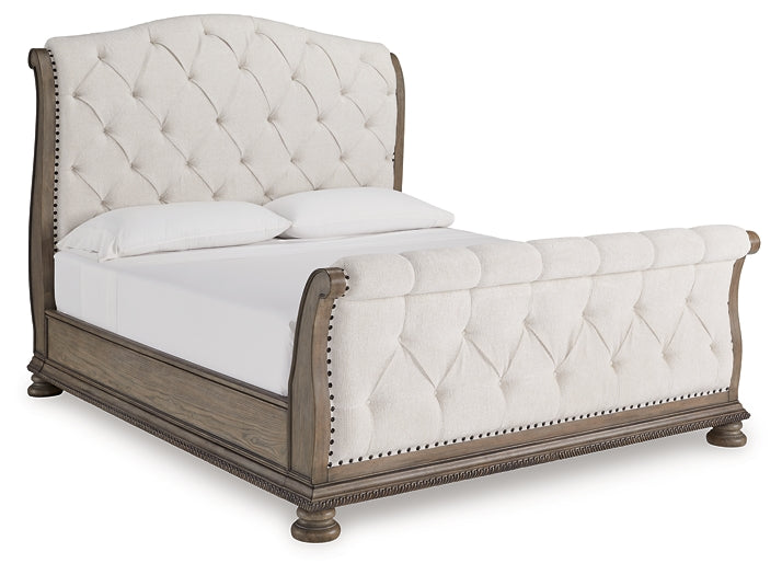Ardenfield King Upholstered Sleigh Bed, Dresser, Mirror, Chest and Nightstand