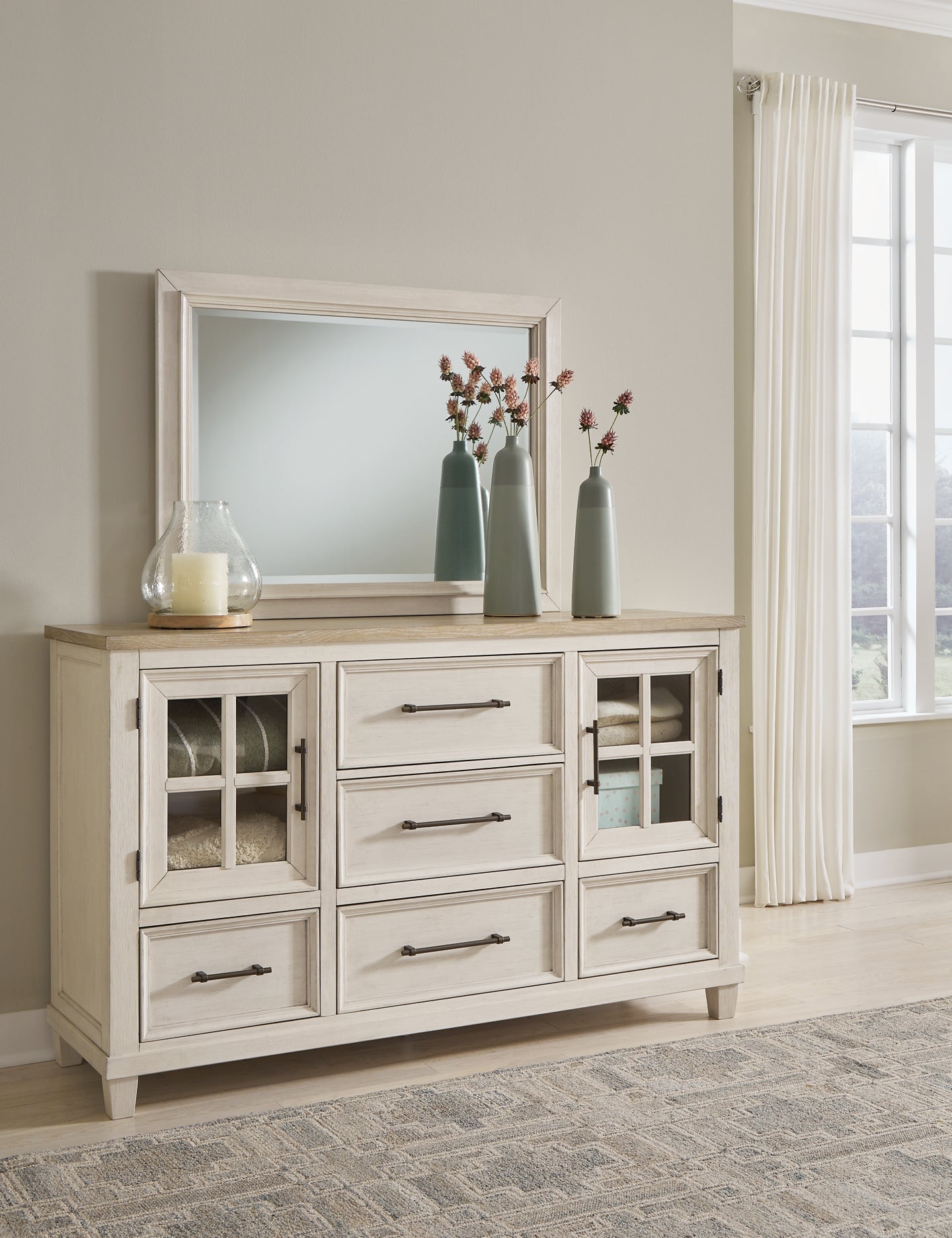 Shaybrock King Panel Bed, Dresser, Mirror and Nightstand