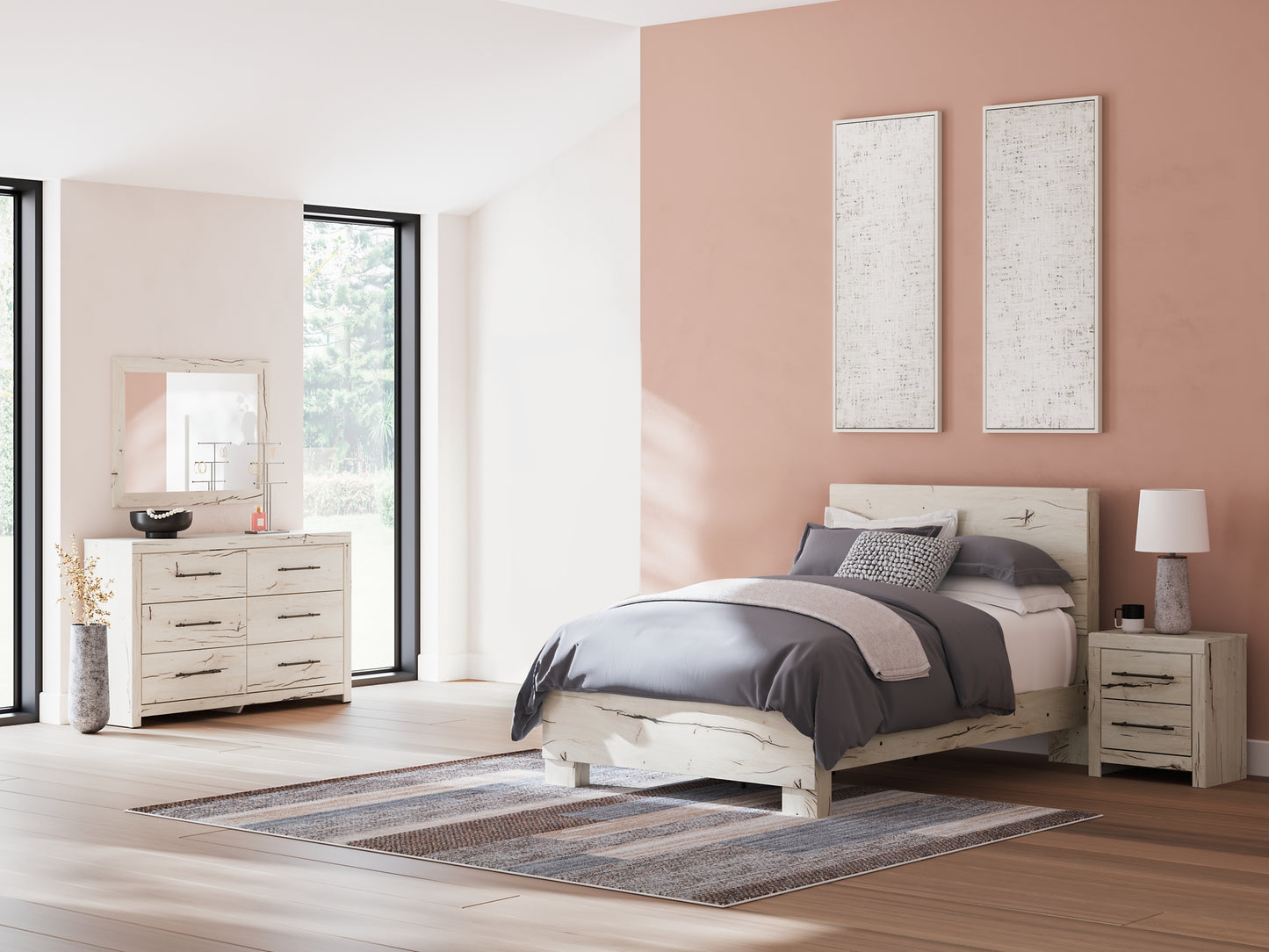 Lawroy Full Panel Bed, Dresser, Mirror and Nightstand