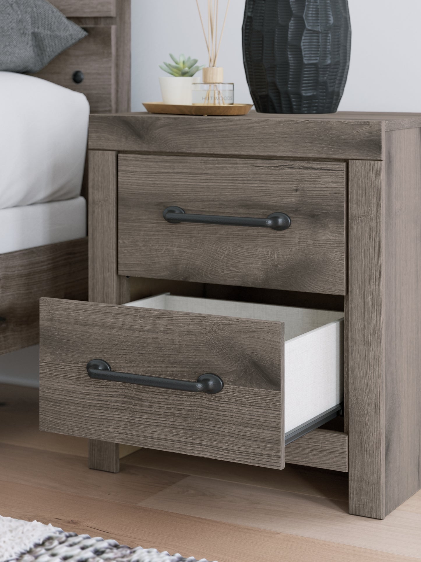 Graystorm Twin Panel Bed, Dresser, Mirror and Nightstand
