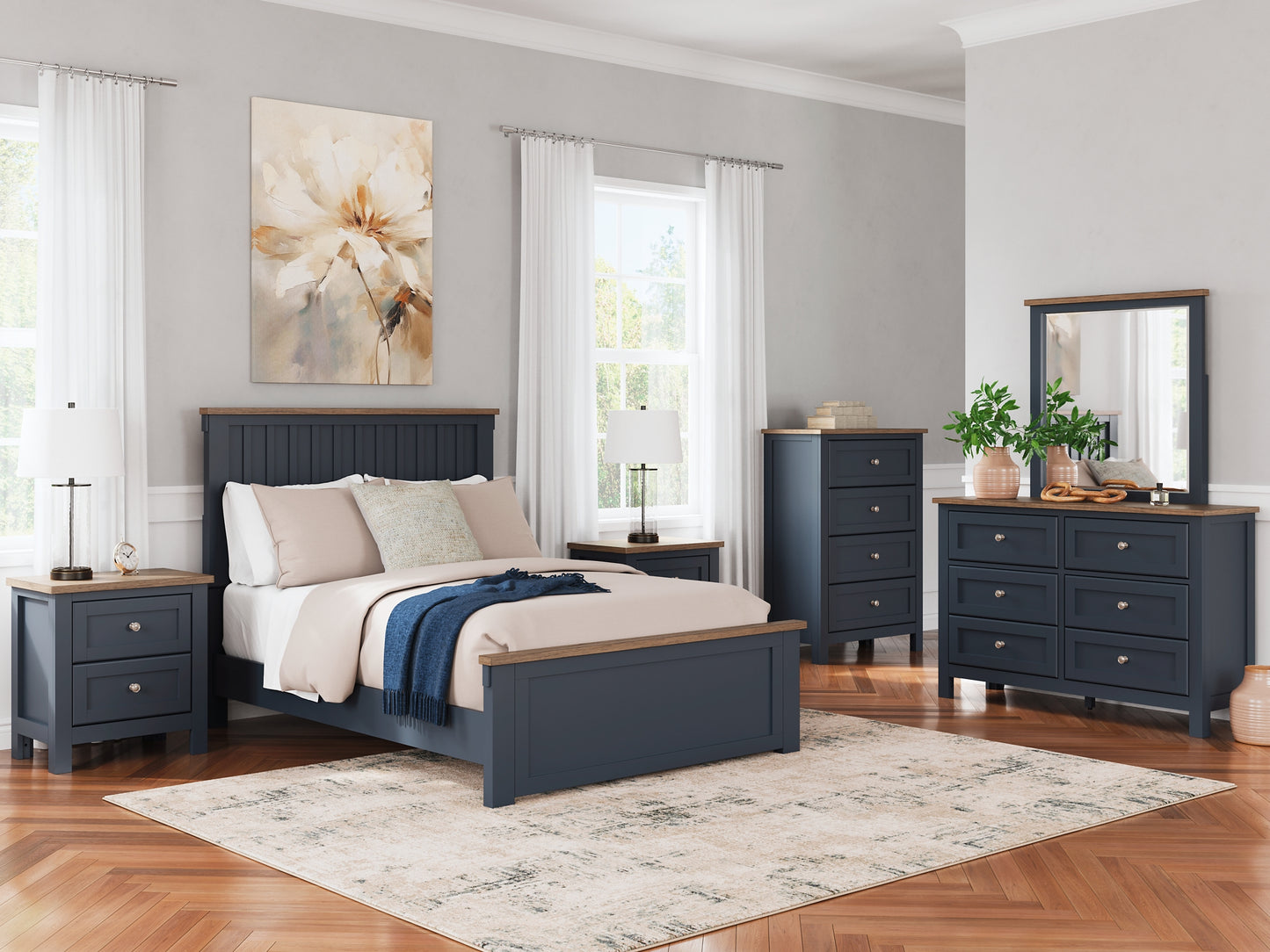 Landocken Full Panel Bed, Dresser, Mirror, Chest and Nightstand