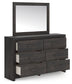Hollivern Full Panel Bed with Storage, Dresser and Mirror