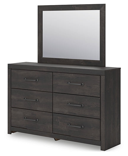 Hollivern Twin Panel Bed with Storage, Dresser and Mirror
