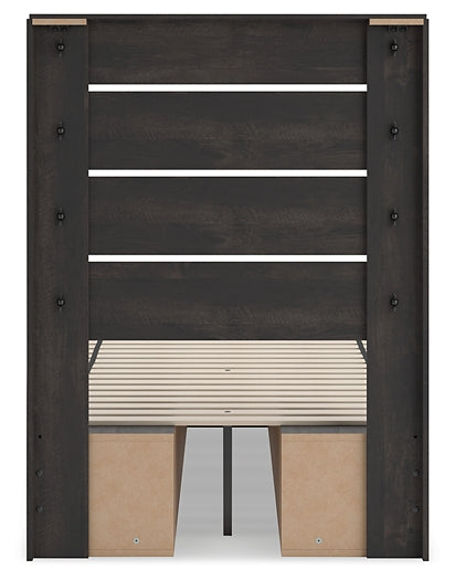 Hollivern Twin Panel Bed with Storage, Dresser and Mirror