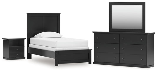 Maribel Twin Panel Bed, Dresser, Mirror and Nightstand