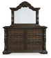 Maylee King Canopy Bed, Dresser, Mirror and Nightstand