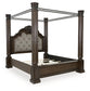 Maylee King Canopy Bed, Dresser, Mirror and Nightstand