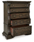 Maylee King Canopy Bed, Dresser, Mirror, Chest and Nightstand