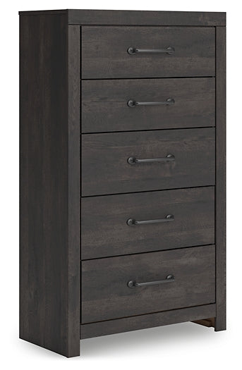 Hollivern Queen Panel Bed, Dresser, Mirror, Chest and Nightstand