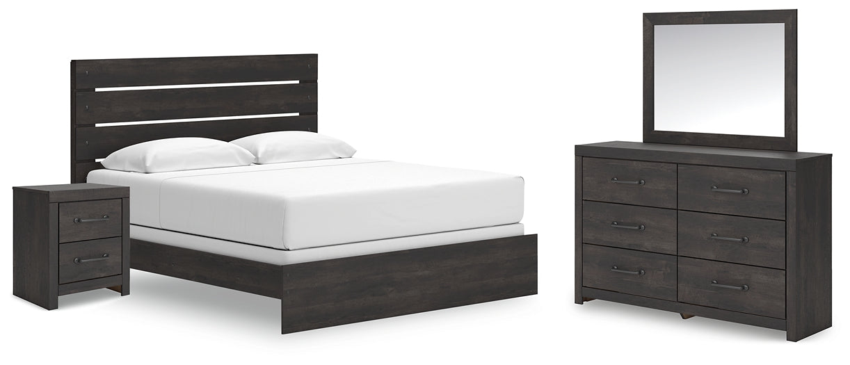 Hollivern King Panel Bed, Dresser, Mirror and Nightstand