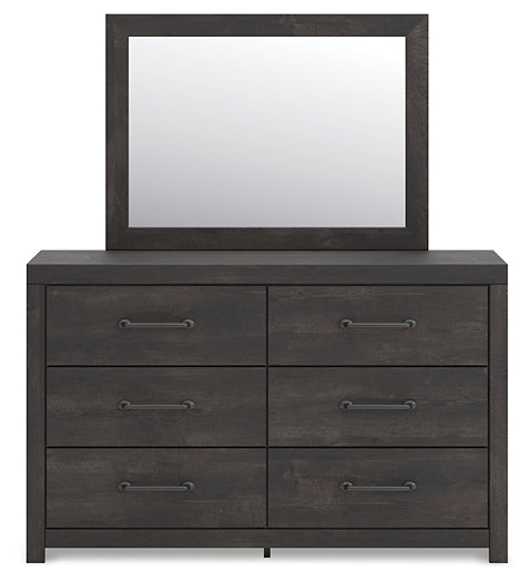 Hollivern King Panel Bed, Dresser, Mirror, Chest and Nightstand