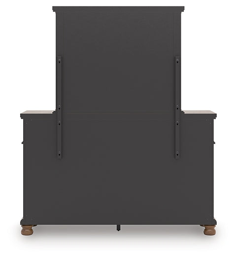 Rowlenstown Queen Poster Bed with Mirrored Dresser and Nightstand