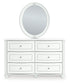 Kozlani Twin Upholstered Panel Bed, Dresser and Mirror