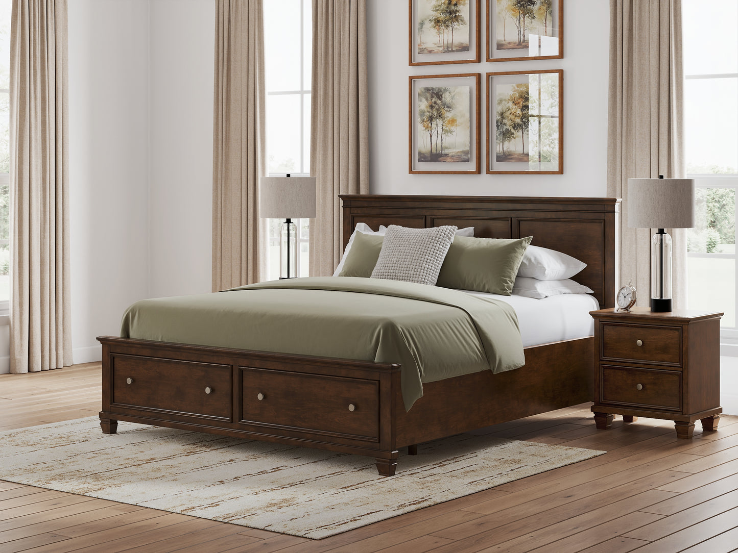 Danabrin California King Panel Storage Bed, Dresser and Mirror