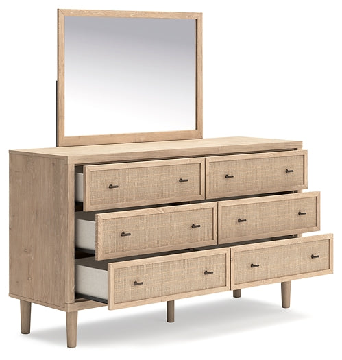 Cielden California King Upholstered Bed with Roll Slats, Dresser, Mirror, Chest and Nightstand