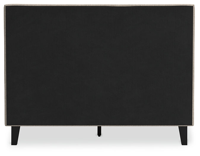 Cielden Full Upholstered Bed with Roll Slats, Dresser and Mirror