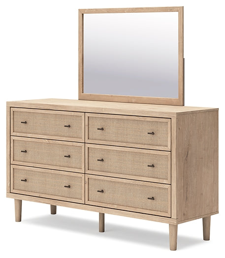 Cielden King Upholstered Bed with Roll Slats, Dresser, Mirror, Chest and Nightstand