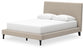 Cielden Queen Upholstered Bed with Roll Slats, Dresser and Mirror