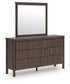 Pamytta Twin Upholstered Panel Platform Bed, Dresser, Mirror, Chest and Nightstand