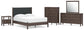 Pamytta Queen Upholstered Panel Platform Bed, Dresser, Mirror, Chest and Nightstand