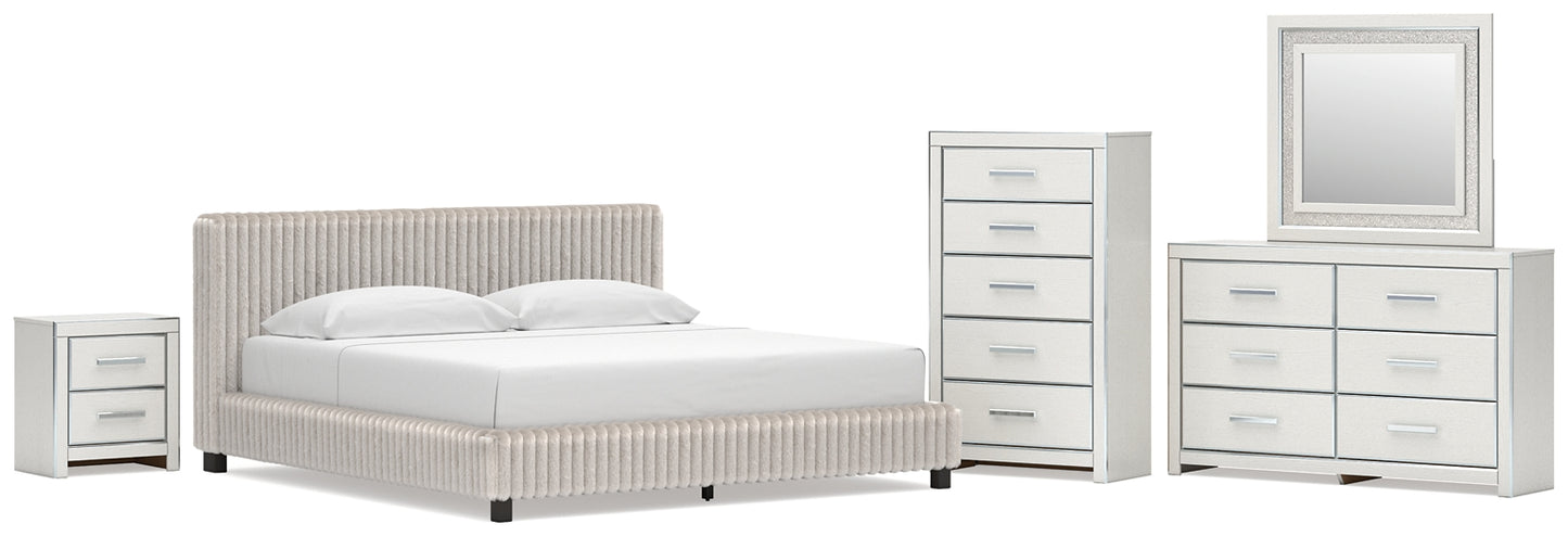 Zuraleus King Upholstered Bed, Dresser, Mirror, Chest and Nightstand