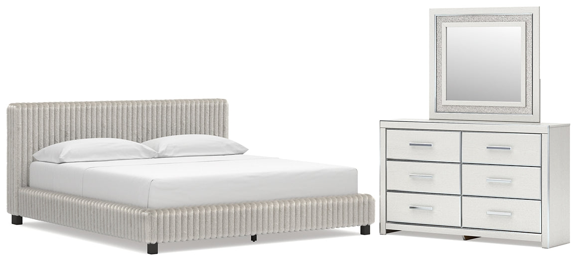 Zuraleus California King Upholstered Bed, Dresser and Mirror