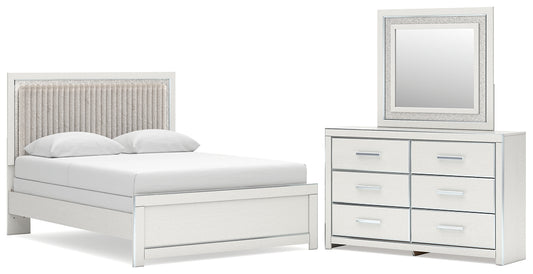 Zuraleus Queen Upholstered Panel Bed, Dresser and Mirror
