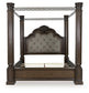 Maylee California King Canopy Bed, Dresser, Mirror and Nightstand