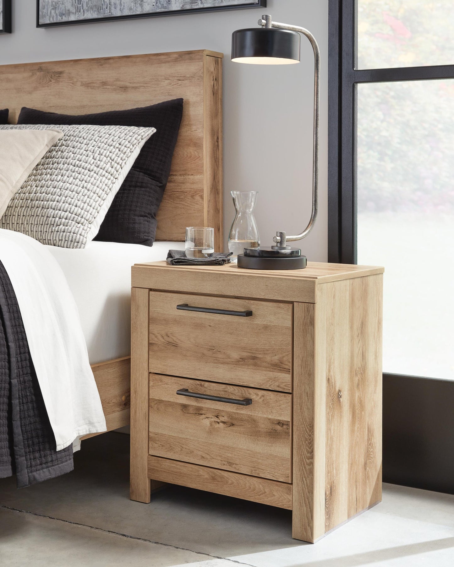 Hyanna Full Panel Bed with 2 Side Storage, Dresser, Mirror and Nightstand