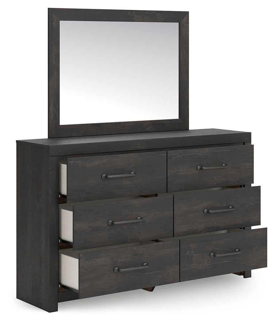 Delmorta Twin Panel Storage Bed, Dresser, Mirror, Chest and Nightstand