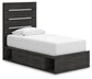 Delmorta Twin Panel Storage Bed, Dresser, Mirror, Chest and Nightstand